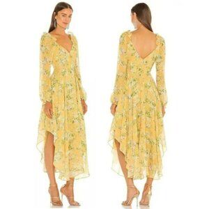 REVOLVE Sau Lee Georgia Butter Yellow Floral Dress Sz 6